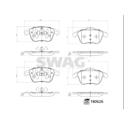 Sada brzdových platničiek kotúčovej brzdy SWAG 33 10 7796