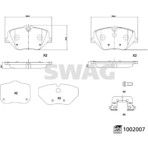 Sada brzdových platničiek kotúčovej brzdy SWAG 33 11 4166