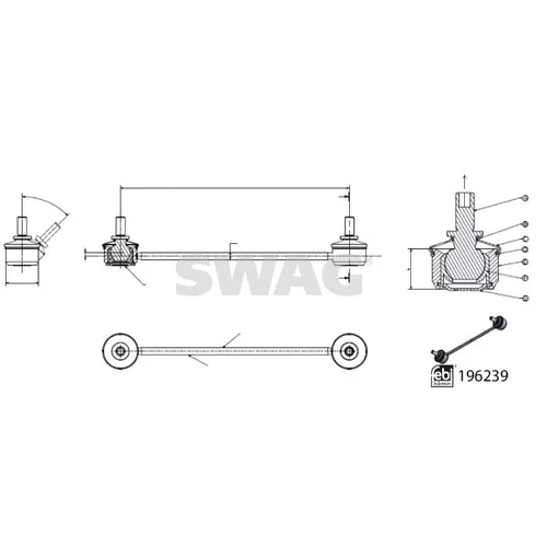 Tyč/Vzpera stabilizátora 33 11 2076 /SWAG/ - obr. 2