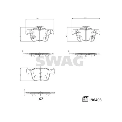 Sada brzdových platničiek kotúčovej brzdy SWAG 33 11 2157