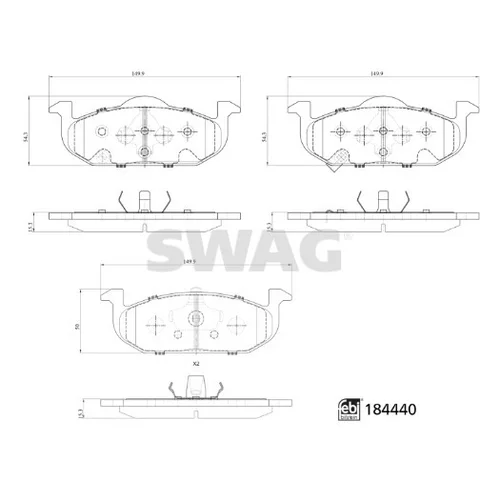 Sada brzdových platničiek kotúčovej brzdy SWAG 33 10 9374