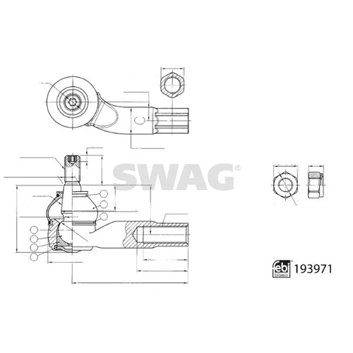 Hlava/čap spojovacej tyče riadenia SWAG 33 11 1459