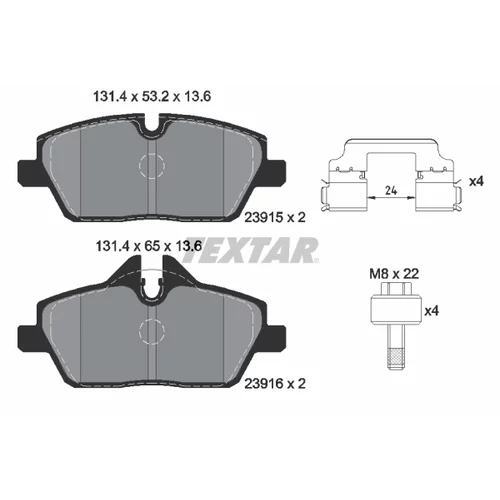 Sada brzdových platničiek kotúčovej brzdy 2391508 /TEXTAR/