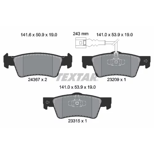 Sada brzdových platničiek kotúčovej brzdy TEXTAR 2436704