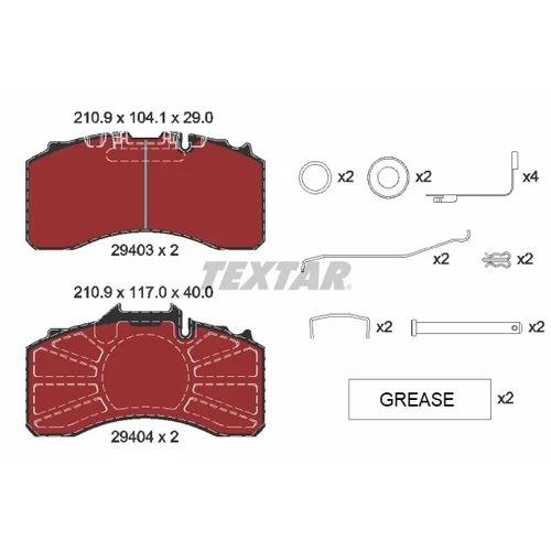 Sada brzdových platničiek kotúčovej brzdy 2940301 /TEXTAR/ - obr. 1