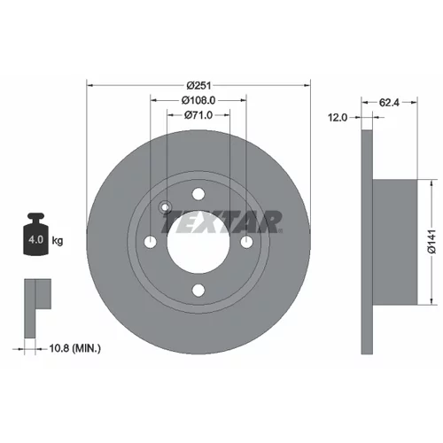 Brzdový kotúč 92076800 /TEXTAR/
