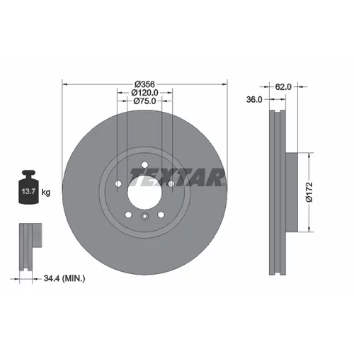 Sada bŕzd, Kotúčová brzda 2344801-1462-00 /TEXTAR/ - obr. 3