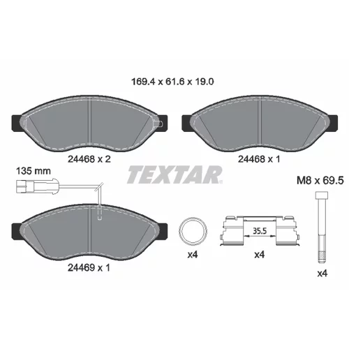 Sada brzdových platničiek kotúčovej brzdy 2446807 /TEXTAR/ - obr. 2