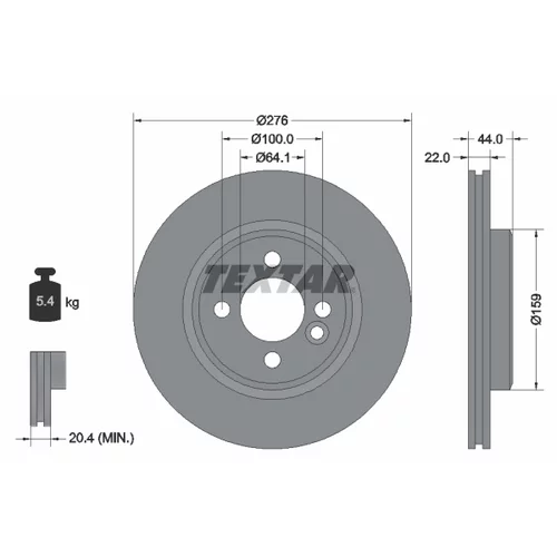 Brzdový kotúč TEXTAR 92262400