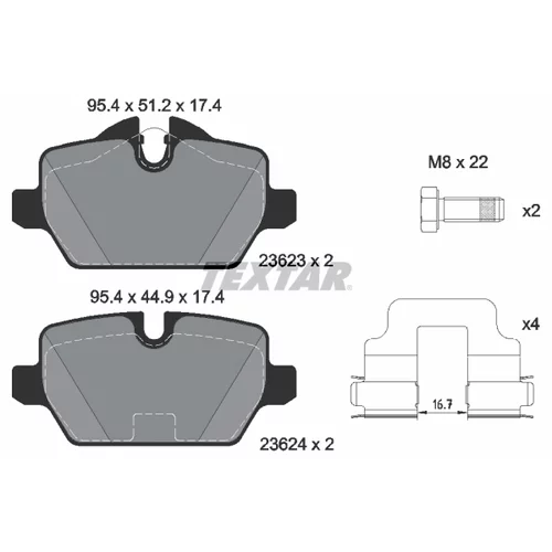 Sada brzdových platničiek kotúčovej brzdy TEXTAR 2362381