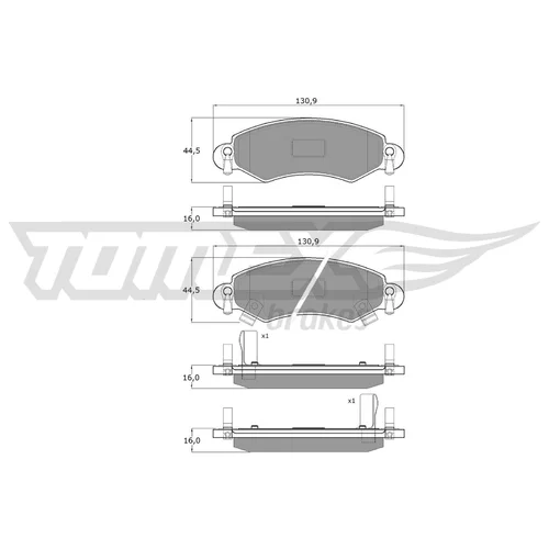 Sada brzdových platničiek kotúčovej brzdy TOMEX Brakes TX 12-96