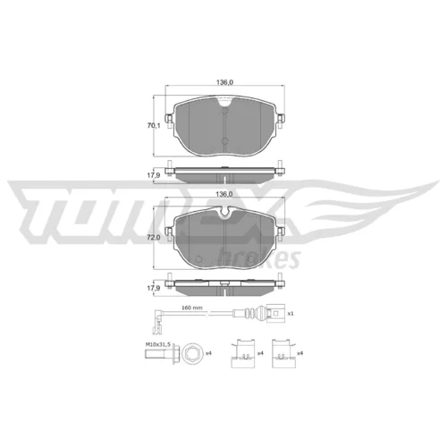 Sada brzdových platničiek kotúčovej brzdy TOMEX Brakes TX 60-62