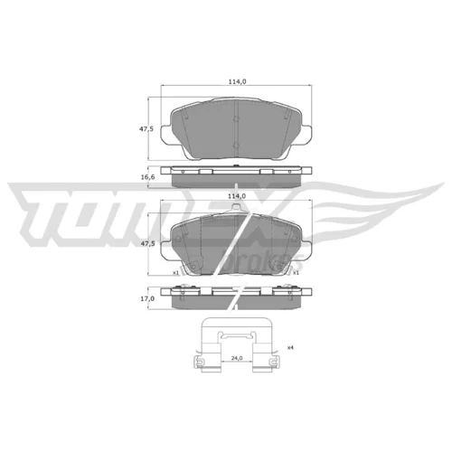 Sada brzdových platničiek kotúčovej brzdy TOMEX Brakes TX 60-67