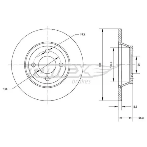 Brzdový kotúč TOMEX Brakes TX 71-03
