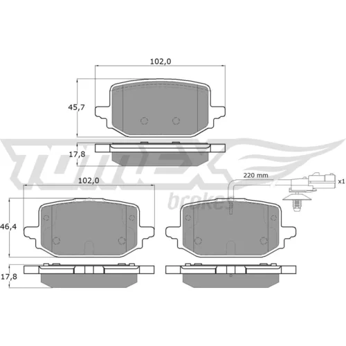 Sada brzdových platničiek kotúčovej brzdy TOMEX Brakes TX 60-731