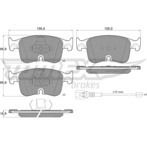 Sada brzdových platničiek kotúčovej brzdy TOMEX Brakes TX 60-341