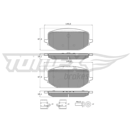 Sada brzdových platničiek kotúčovej brzdy TOMEX Brakes TX 60-54