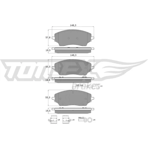 Sada brzdových platničiek kotúčovej brzdy TOMEX Brakes TX 61-10