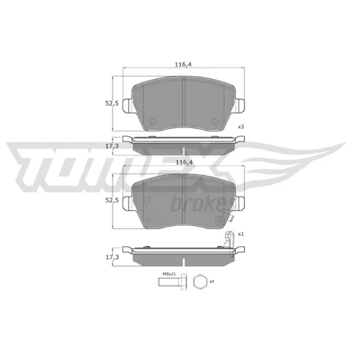 Sada brzdových platničiek kotúčovej brzdy TOMEX Brakes TX 14-162