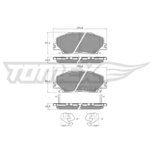 Sada brzdových platničiek kotúčovej brzdy TOMEX Brakes TX 60-27