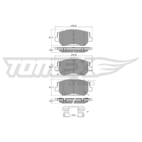 Sada brzdových platničiek kotúčovej brzdy TOMEX Brakes TX 60-45