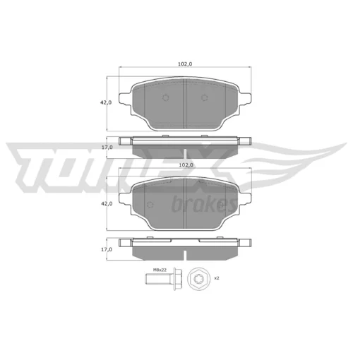 Sada brzdových platničiek kotúčovej brzdy TOMEX Brakes TX 60-66