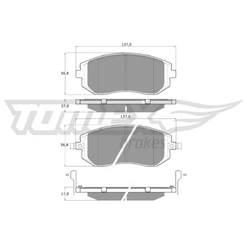 Sada brzdových platničiek kotúčovej brzdy TOMEX Brakes TX 14-94
