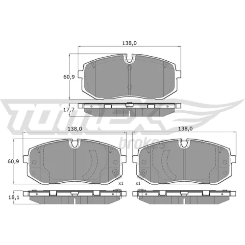 Sada brzdových platničiek kotúčovej brzdy TOMEX Brakes TX 61-05