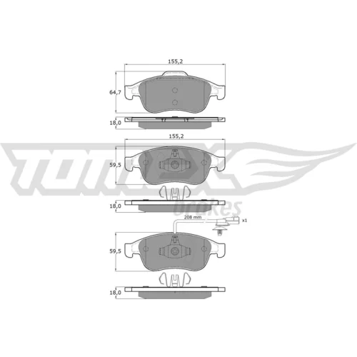 Sada brzdových platničiek kotúčovej brzdy TOMEX Brakes TX 61-15