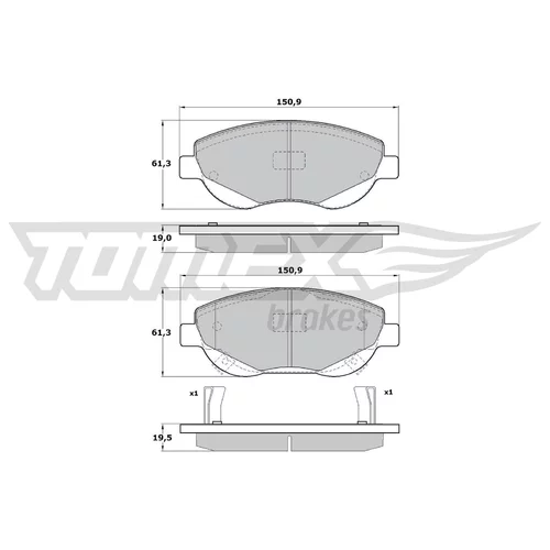 Sada brzdových platničiek kotúčovej brzdy TOMEX Brakes TX 17-20