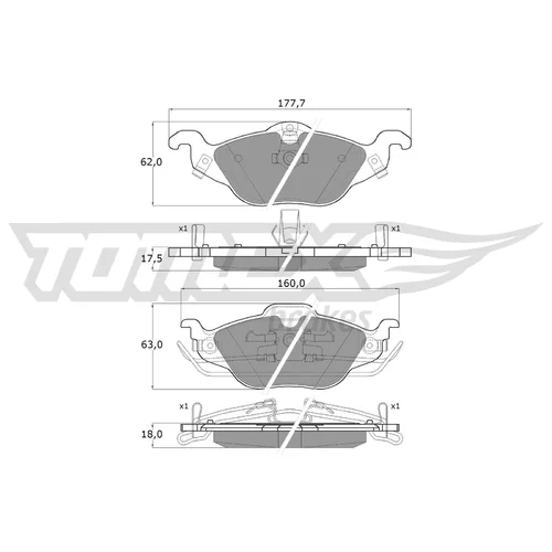 Sada brzdových platničiek kotúčovej brzdy TOMEX Brakes TX 12-21