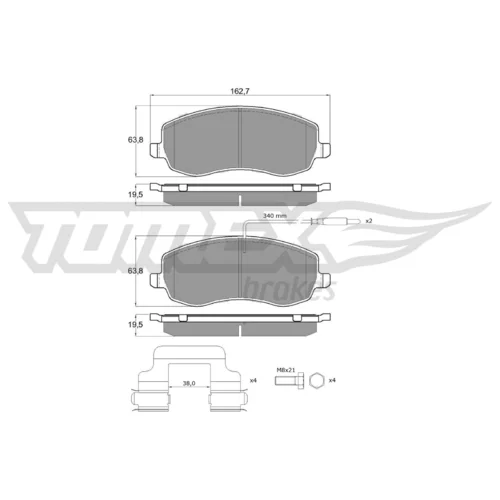 Sada brzdových platničiek kotúčovej brzdy TOMEX Brakes TX 16-80