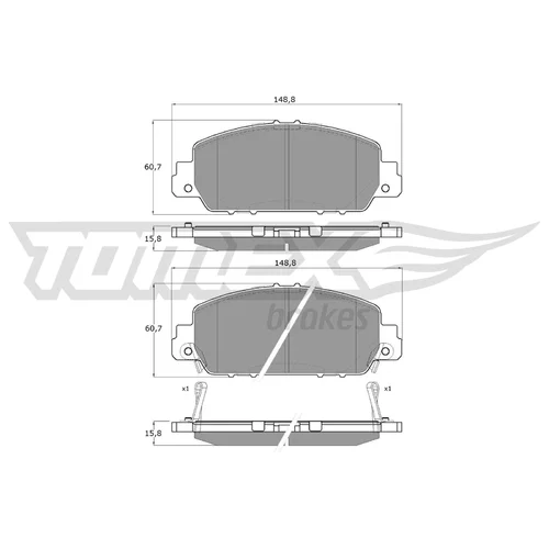 Sada brzdových platničiek kotúčovej brzdy TOMEX Brakes TX 19-98