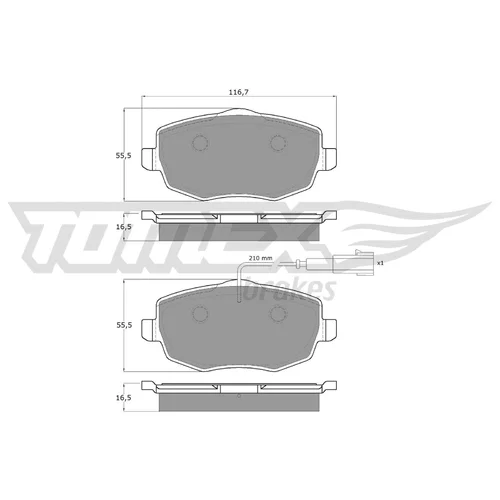 Sada brzdových platničiek kotúčovej brzdy TOMEX Brakes TX 16-89