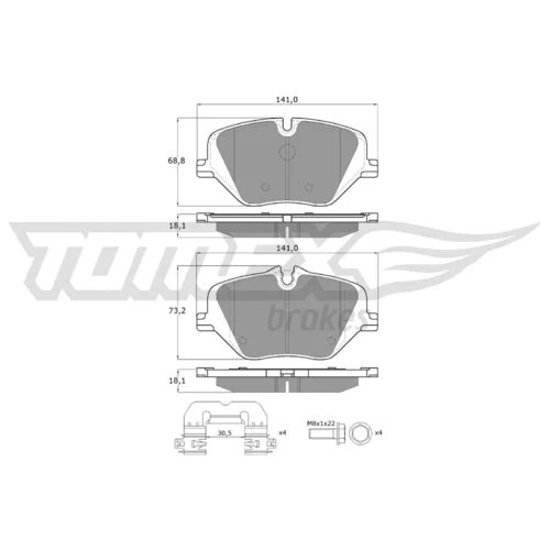 Sada brzdových platničiek kotúčovej brzdy TOMEX Brakes TX 60-75