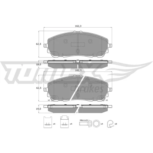 Sada brzdových platničiek kotúčovej brzdy TOMEX Brakes TX 61-22