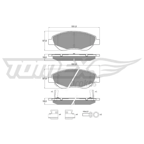 Sada brzdových platničiek kotúčovej brzdy TX 12-501 (TOMEX Brakes)