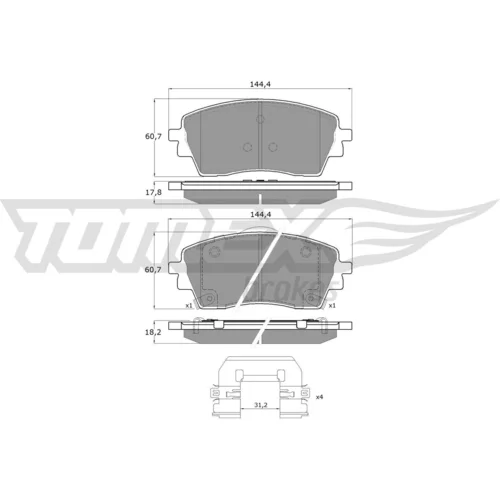 Sada brzdových platničiek kotúčovej brzdy TOMEX Brakes TX 61-07