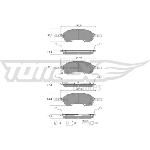 Sada brzdových platničiek kotúčovej brzdy TOMEX Brakes TX 61-19