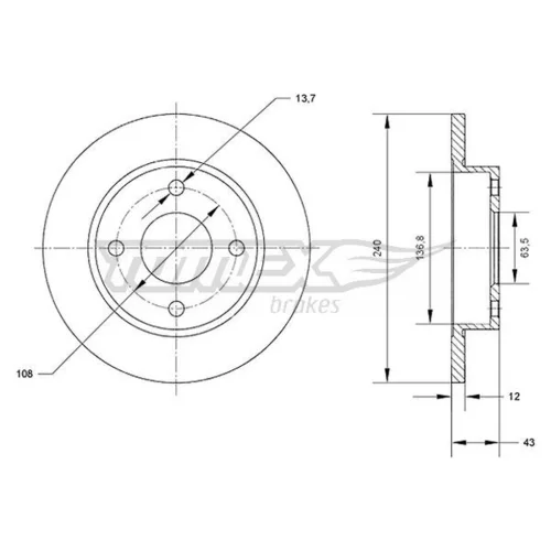 Brzdový kotúč TOMEX Brakes TX 70-99