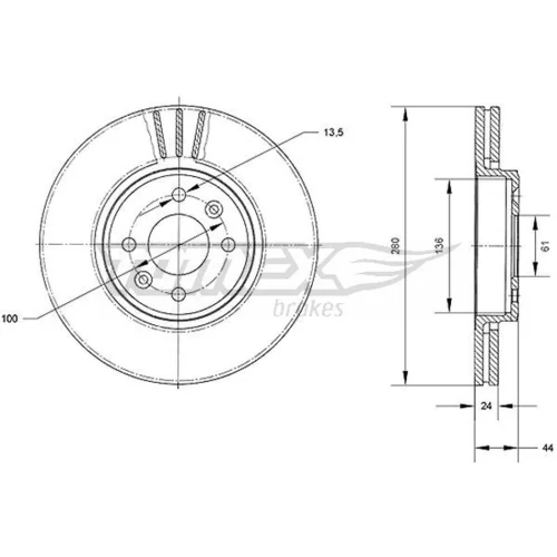 Brzdový kotúč TX 70-22 (TOMEX Brakes)