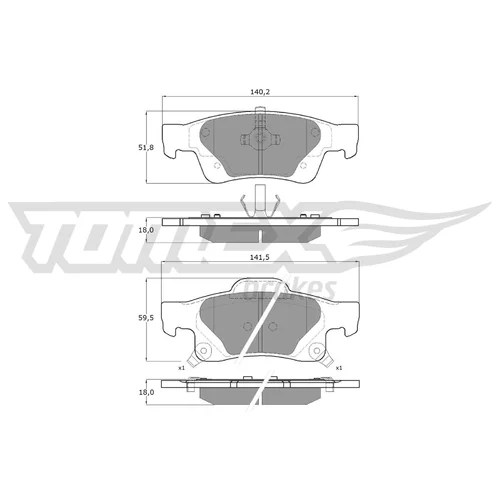 Sada brzdových platničiek kotúčovej brzdy TOMEX Brakes TX 16-91