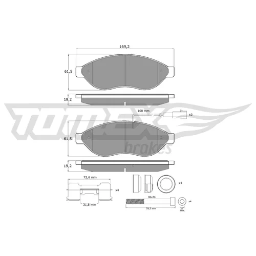 Sada brzdových platničiek kotúčovej brzdy TOMEX Brakes TX 14-391