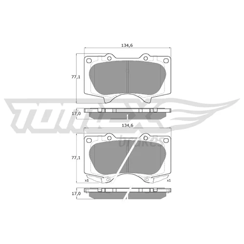 Sada brzdových platničiek kotúčovej brzdy TOMEX Brakes TX 14-96