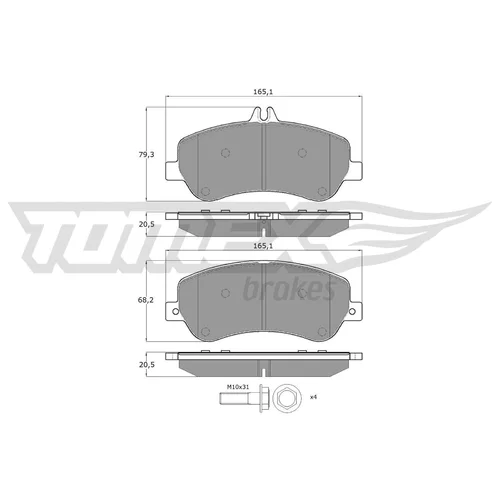 Sada brzdových platničiek kotúčovej brzdy TOMEX Brakes TX 16-70