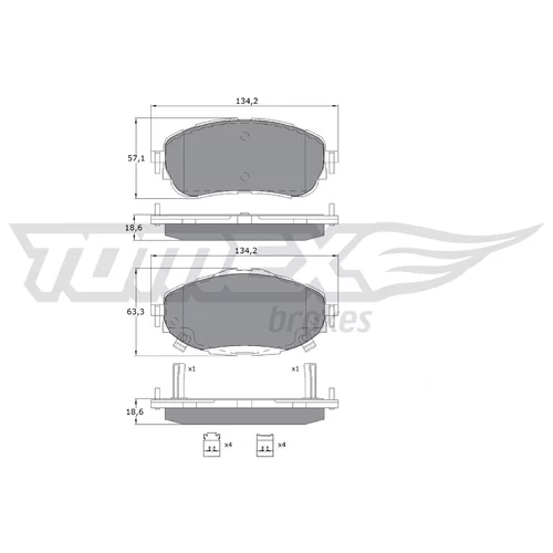 Sada brzdových platničiek kotúčovej brzdy TOMEX Brakes TX 16-99
