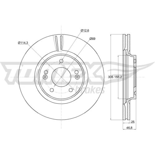 Brzdový kotúč TOMEX Brakes TX 74-38