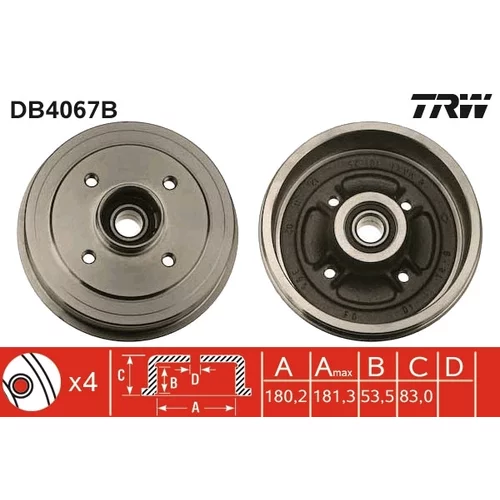 Brzdový bubon TRW DB4067B