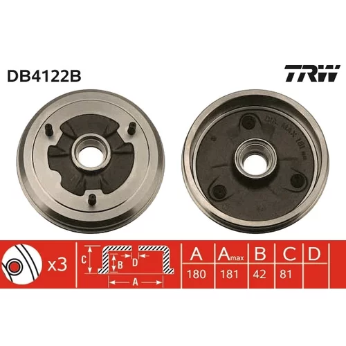 Brzdový bubon TRW DB4122B