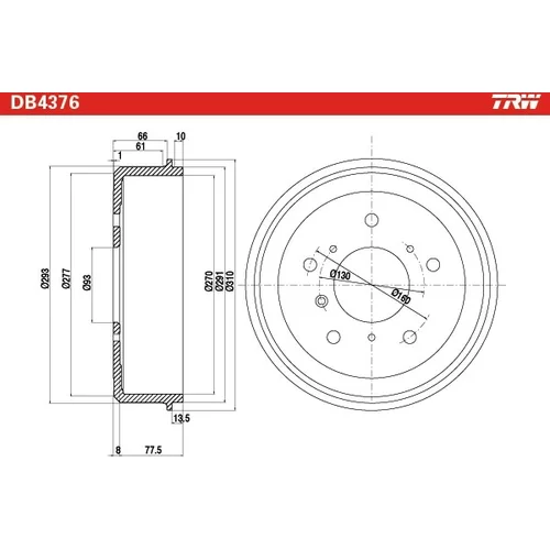 Brzdový bubon DB4376 /TRW/ - obr. 1
